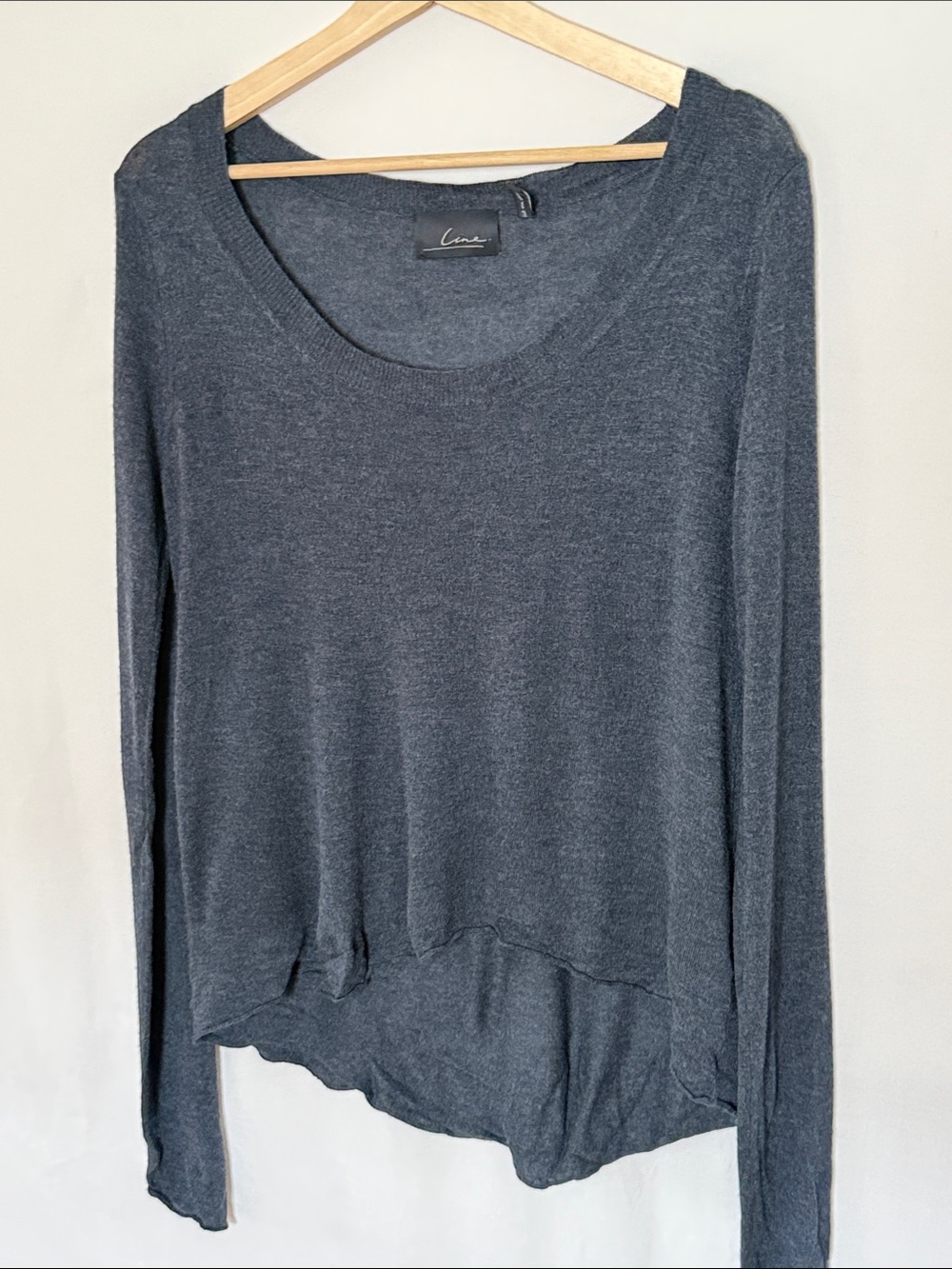 Line Knitwear - Charcoal/indigo Long Sleeve Scoop Neck - Cashmere blend size SM
